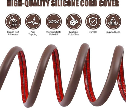 Floor Cord Cover Self Adhesive Cord Hider,10FT Cable Management, Extension Strip Protector for Wires, Prevent Cable Trips for Offices, Gyms, Exhibitions Cavity:0.47"(W) x 0.35"(H) Coffee