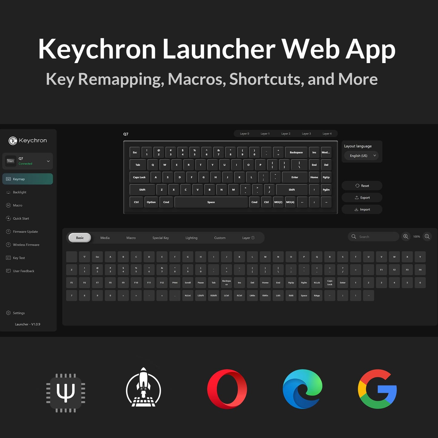 Keychron Q7 Wired Custom Mechanical Keyboard, 70% Layout QMK/VIA Programmable Macro with Hot-swappable Gateron G Pro Blue Switch Double Gasket Compatible with Mac Windows Linux (Grey)
