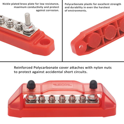 Recoil BBS25P Bus Bar 2 M5 Studs 5 Screw Terminal Power Distribution Block