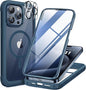Miracase for iPhone 13 mini Case 5.4",Full-Body Protection,Clear Bumper Case with Built-in 9H Tempered Glass Screen Protector,Military-Grade Drop Protection Outdoor Phone Case for 13 mini,Dark Blue