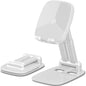 DEERLAMN Cell Phone Stand for Desk, Height Adjustable Cell Phone Holder Portable Desktop Stand, Travel Home Office Desk Accessories Compatible with iPhone 16/15/14/13/12/11 All Smartphone - White