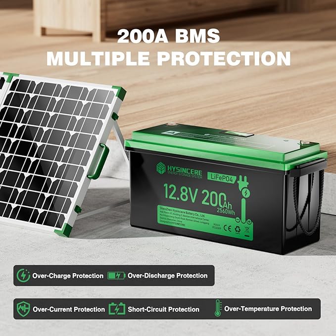 12V 200Ah LiFePO4 Lithium Battery Built-in 200A BMS, Max.2560Wh Energy, 10 Years Lifetime 15000+ Cycles, Perfect for RV Solar Energy Storage Marine Trolling Motor -2 Packs