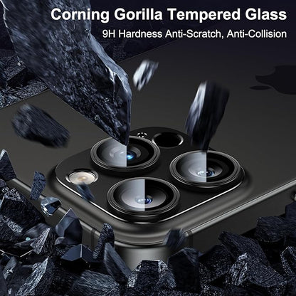 Esanik Upgrade 2 Pack for iPhone 16 Pro/iPhone 16 Pro Max Camera Lens Protector, Aluminum Alloy Metal matte Case Tempered Glass Camera Screen Cover, Scratch Resistant Case Friendly (Black Titanium)