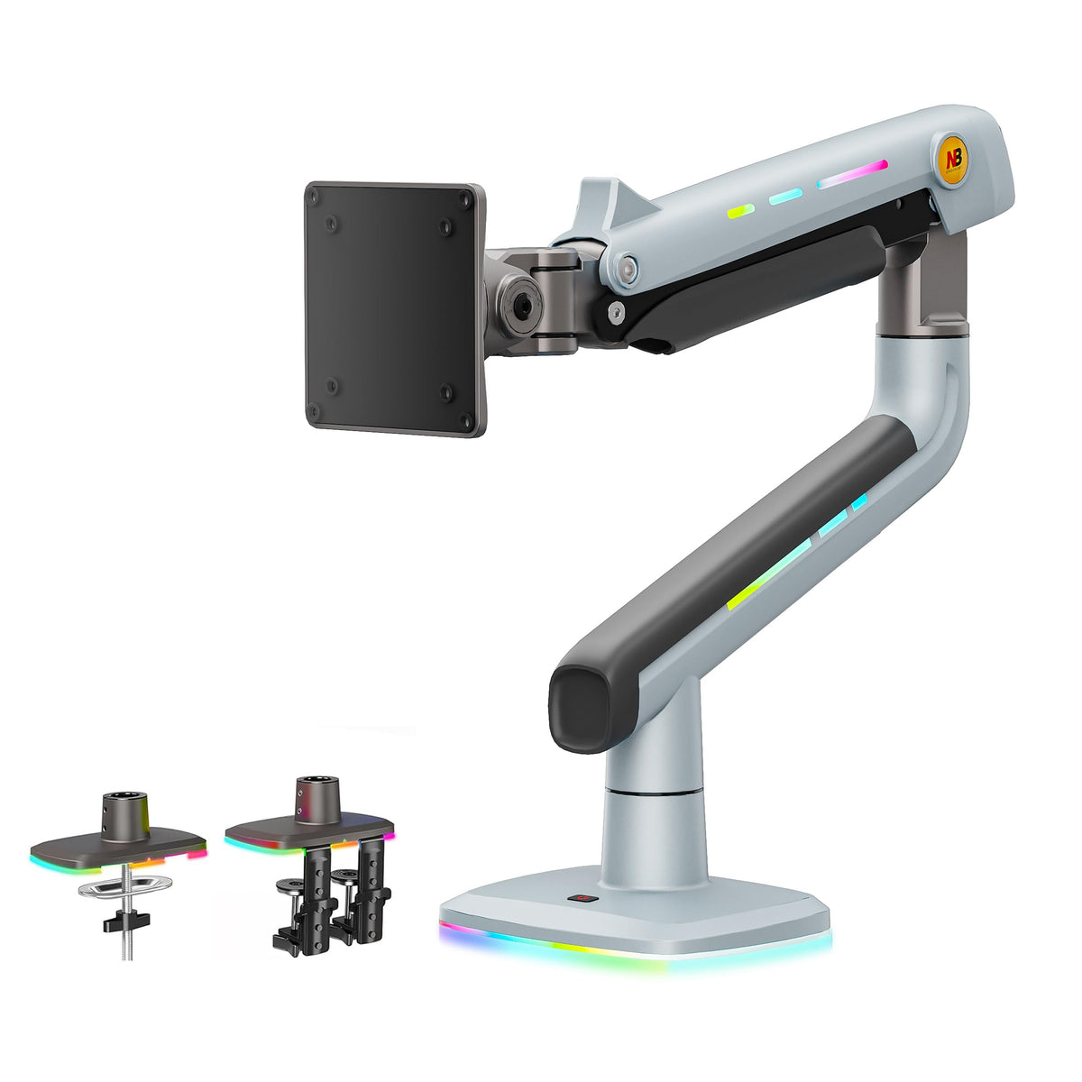 NB Gaming Monitor Arm or for 32 to 60 Inches Screen, Load up to 20 kg, VESA 75/100, RGB-Light, Heavy Duty, Multi Angle Adjustable, Premium Aluminum, Blue