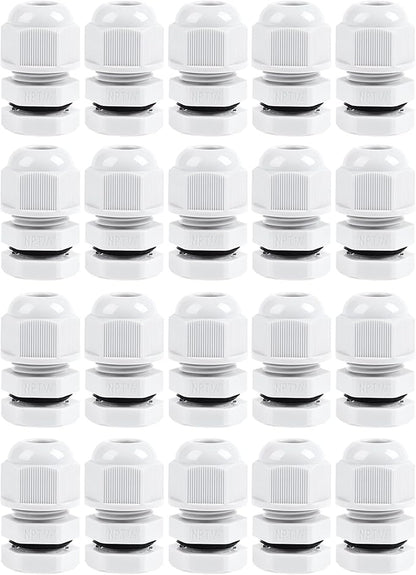 XHF 20 Pcs 1/4 Inch IP68 Strain Relief Nylon Cord Grip NPT Cable Glands Adjustable UL Listed and RoHS Compliant (Grey)
