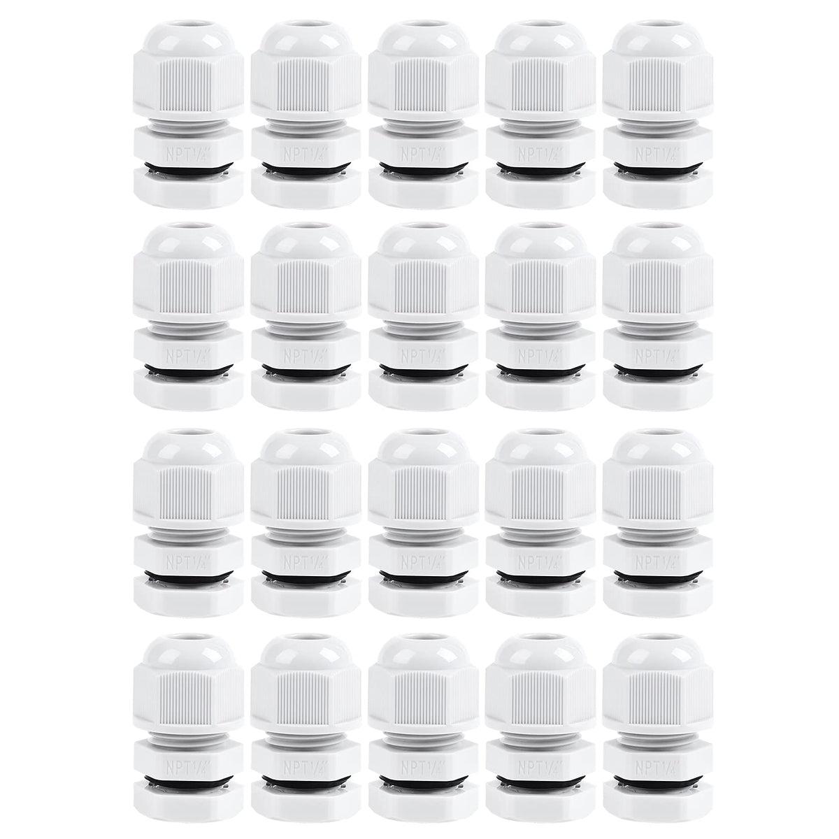 XHF 5 Pcs 3/4" IP68 Strain Relief Nylon Cord Grip NPT Cable Glands Adjustable UL Listed and RoHS Compliant (Black)