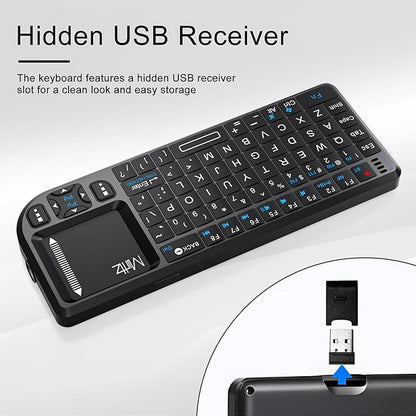 Mini Wireless Keyboard with Touchpad, Bluetooth Keyboard for iPad/Tablet/PC/TV, 2.4GHz USB Dongle & Bluetooth Dual Mode, Portable & Lightweight, Long Battery Life for Travel