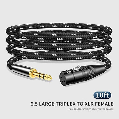Kumiho XLR Female to 1/4 Inch 6.35mm TRS Stereo Cable Hi-Fi Balanced Bi-Shielded Interconnect Patch Cables for Microphones, Amplifiers, Mixers, Speakers 10FT