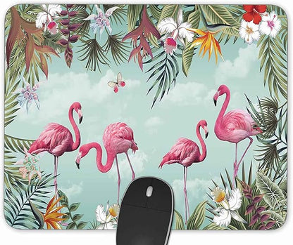 Tropical Leaves and Flamingo Gaming Mouse Pad， Rectangle Mouse Pad Size(9.84"x7.87")