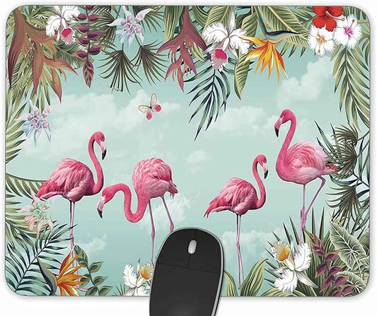 Tropical Leaves and Flamingo Gaming Mouse Pad， Rectangle Mouse Pad Size(9.84"x7.87")