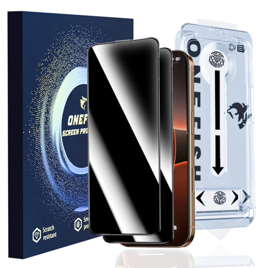 OneFish Full Edge Coverage Tempered Glass Screen Protector for IPhone 12 Pro Max 6.7 inch 2 Pack Edge Reinforcement, Self-Aligning Installation, Case Friendly Privacy Screen Protectors