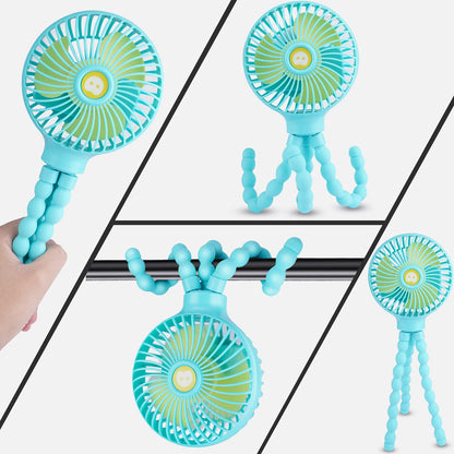 Portable Stroller Fan Personal rechargeable USB Fans With 5200mAh 3 Speeds Battery Small Baby Car Seat Mini Handheld Clip On Fan for Pram Crib Bike Treadmill Outdoor Camping Travel and Student Desk