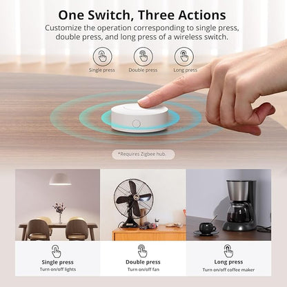 SONOFF Zigbee Switch, SNZB-01P Wireless Push Button, Supports to Create Smart Scenes, Trigger The Connected Devices on eWelink APP with Three Control Options, SONOFF ZigBee Bridge Required, 1Pack