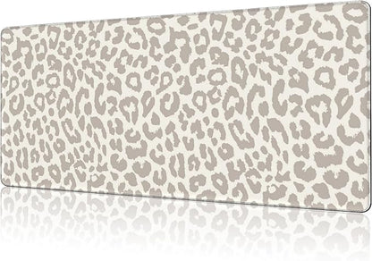 Mouse Pad Large Leopard Print Non-Slip Gaming Desk Mat with Stitched Edge Laptop Keyboard Desk Pad for Work Home Gaming (35.4 x 15.7 Inches)