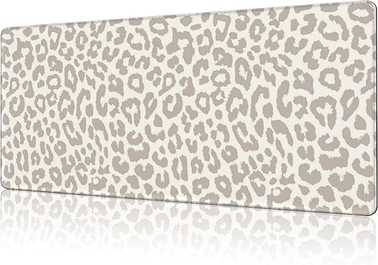 Mouse Pad Large Leopard Print Non-Slip Gaming Desk Mat with Stitched Edge Laptop Keyboard Desk Pad for Work Home Gaming (35.4 x 15.7 Inches)