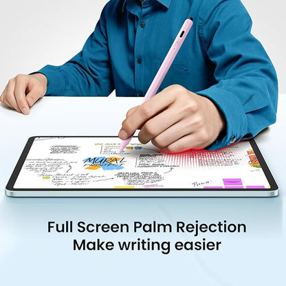 Stylus Pen for iPad(2025-2018),13 mins Fast Charge Pencil with Tilt Sensitivity and Palm Rejection for iPad A16/10/9/8/7/6,Air 13"/11"/M3/M2/5/4/3,Pro 11"/13"/12.9"/M4/M2/M1,Mini 7/6/5, Pink