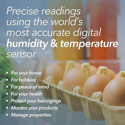 SensorPush HT.w Smart Temperature Sensor & Humidity Sensor - Bluetooth Thermometer and Hygrometer with App Monitoring - Water Resistant Temperature and Humidity Monitor for RV, Basement, Fridge & More