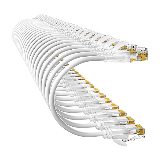 10Gsupxsel Cat6a Patch Cables 0.5ft (24 Pack) Slim, Cat6 Ethernet Patch Cable Pure Copper, Flexible Cat 6 Patch Cable 550MHZ 10G, Space-Saving Cat 6A Network Cables for Patch Panel, White