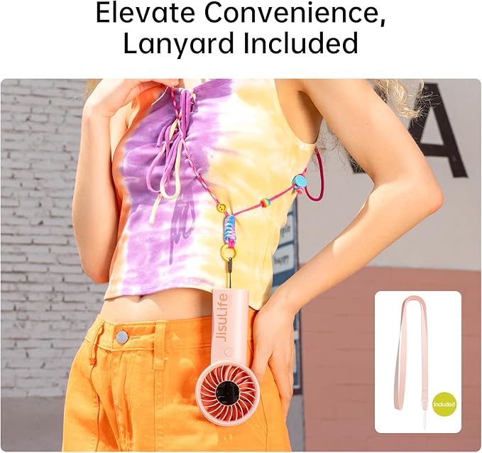 JISULIFE Handheld Portable Fan, 5000mAh Stronger and Longer-Lasting Battery