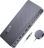 AV Access Docking Station KVM Switch 2 Monitors 2 Laptops, 4K HDMI KVM Switch Dual Monitor, 100W PD for Each PC, 1G Ethernet, EDID Emulation, Ideal for Home Office & Gaming