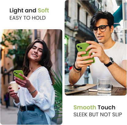 FireNova Designed for iPhone 13 Case, Silicone Upgraded [Camera Protection] Phone Case with [2 Screen Protectors], Soft Anti-Scratch Microfiber Lining Inside, 6.1 inch, Sprout Green