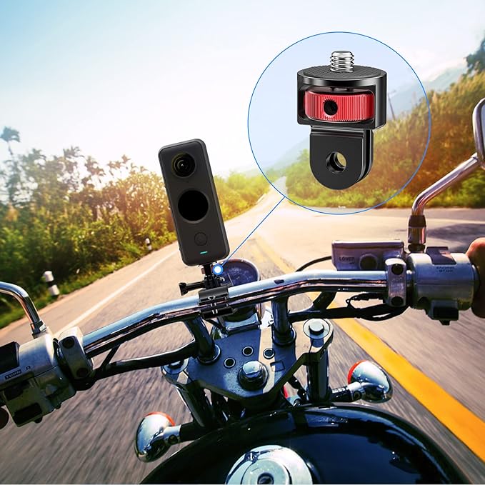 2 Pieces Camera Tripod Mount for Gopro Adapter 360°Adjustable Aluminum Alloy Conversion Adapter for GoPro Hero, Insta360, Sjcam Action Cameras and Other Standard 1/4 Accessories (GC-2)