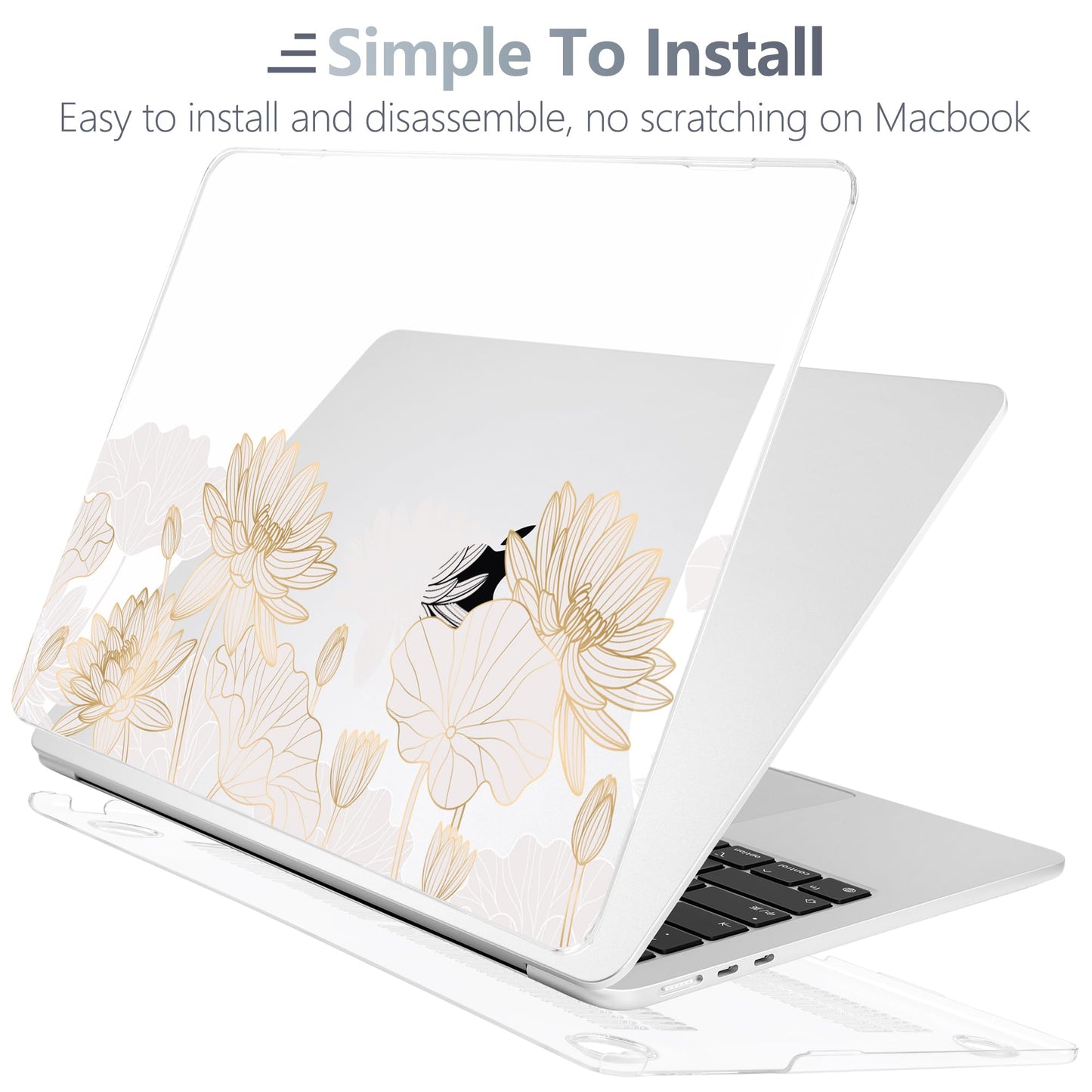 Batianda Case for MacBook Air 15" with M5 M4 M3 M2 Chip, Golden Lotus