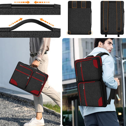 Hseok Laptop Case 15 15.6 16 inch Sleeve with Handle and Hidden Straps,Compatible with MacBook Neo 16",MacBook Pro Air 16" 15", 360°Protective PC Briefcase with 4 Pockets for Accessories,Red