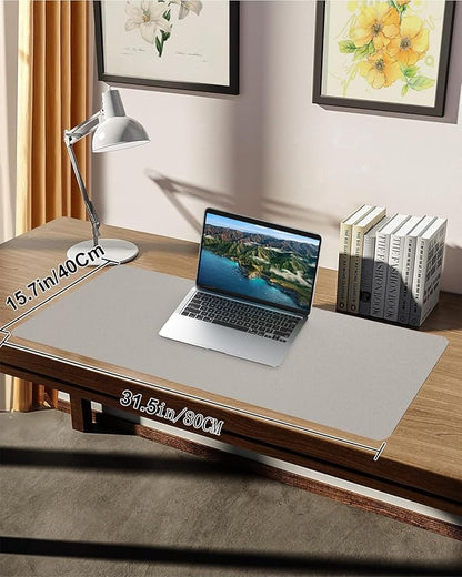 Leather Desk Protector, Laptop Mat - Non-Slip PU, Waterproof Writing Pad for Office/Home (31.5"x15.7", Light Grey)
