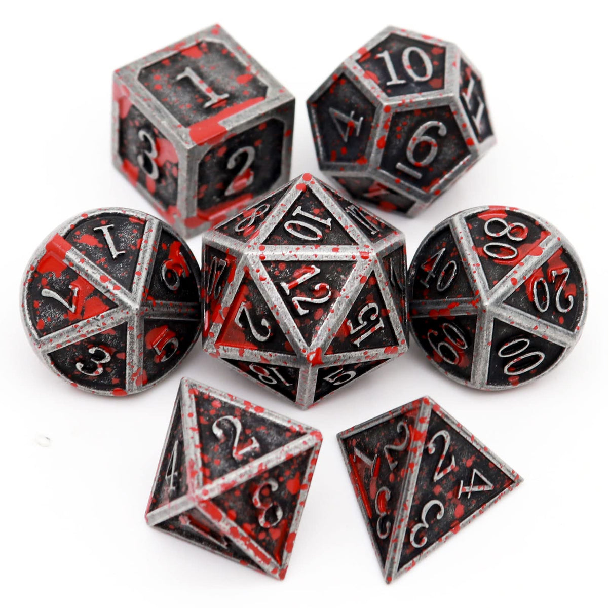 Haxtec Metal DND Dice Set, 7 Pcs Dragon Pattern Polyhedral Dice for RPG
