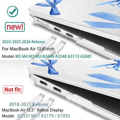 May Chen Case for MacBook Air 13/13.6 inch M5 A3449 M4 A3240 M3 A3113 M2 A2681, 2026 2025 2024-2022, Plastic Hard Shell with Keyboard Cover & Screec Protector, Watercolor Bows