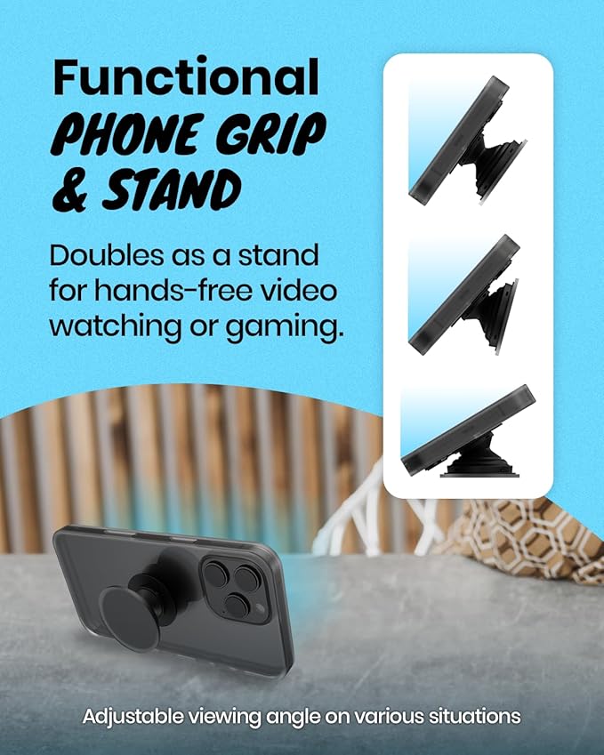 Solid Color Button Phone Grip – Minimalist Design, Durable and Lightweight, Grip and Stand for Smartphones (Purple, Adhesive Type)