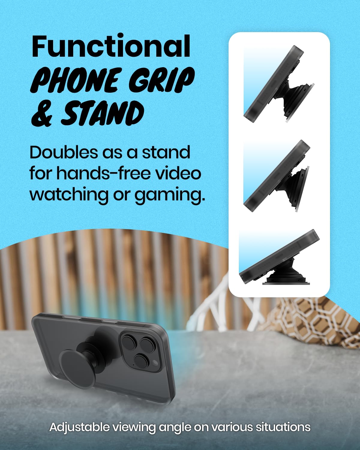 Solid Color Button Phone Grip – Minimalist Design, Durable and Lightweight, Grip and Stand for Smartphones (Purple, Adhesive Type)