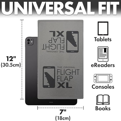 Airplane Tablet Holder, Extra Large 12x7” Flexible Cell Phone and Tablet Holder, Folding Cellphone Stand for Desk, Kindle, Bed, Long Flight Travel Accessories, Plane Essentials (Gray)