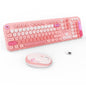 Wireless Keyboard and Mouse Combo,Retro Typewriter Style Round Keys,Orange