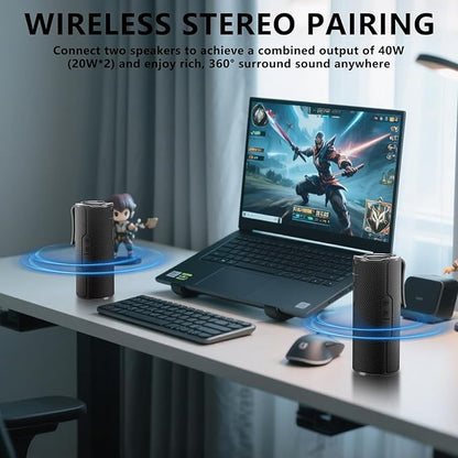 COOPERS Portable Bluetooth Speaker, Wireless Bluetooth Speaker, IPX5 Waterproof Speakers with RGB Lights, Loud Stereo Sound Deep Bass, Long Playtime TWS Pairing for Home/Party/Outdoor Beach