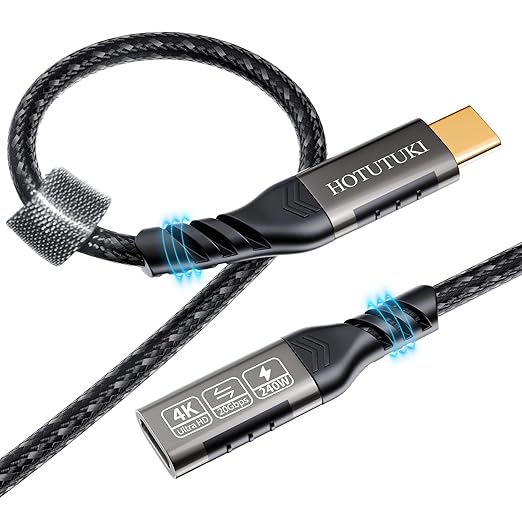 HOTUTUKI USB c Extension Cable 3.3ft, USB C 3.2 Extender Cord,USB c Male to to USB c Female Support PD 240W/5A Fast Charging, 20Gbps Sync Transfer, high Speed USB c Extension Cable