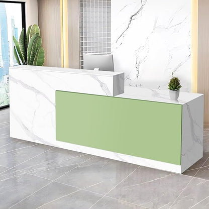 Reception Desk with Counter Modern Checkout Counter with Lockable Drawer Keyboard Tray Receptionist Desk for Office Salon Reception Table Q Right 47inch/120cm