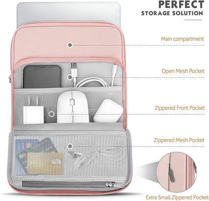 MoKo Laptop Sleeve Bag for 13.3-14 Inch, Notebook Carrying Case with Pocket Fits New MacBook Pro M3/M2 14" /13" M2/M1 Pro/M1 Max 14.2 2023-2021/Air 13.6" M2 2022, Surface Pro 9/8 13", Pink