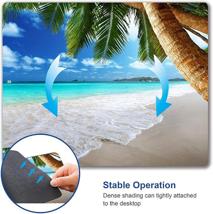 Beach Mouse Pad, Coconut Trees Design Mouse Pad, Nature Mousepads, Custom Gaming Mouse Pads Non-Slip Rubber MousePads for Computers Laptop Office