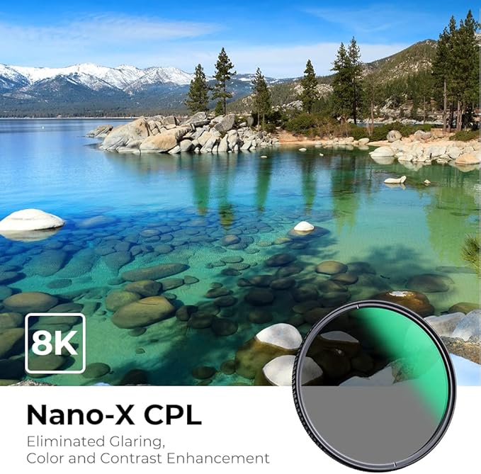 55mm Circular Polarizers Filter, K&F CONCEPT 55MM Circular Polarizer Filter HD 28 Layer Super Slim Multi-Coated CPL Lens Filter (Nano-X Series)