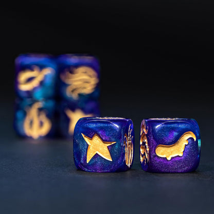 Cthulhu Tentacle Dice Set – 10 x D6 (16mm) Eldritch Horror Dice | Golden Elder Sign | Lovecraftian Resin Dice for DND, Warhammer, Call of Cthulhu & TTRPG