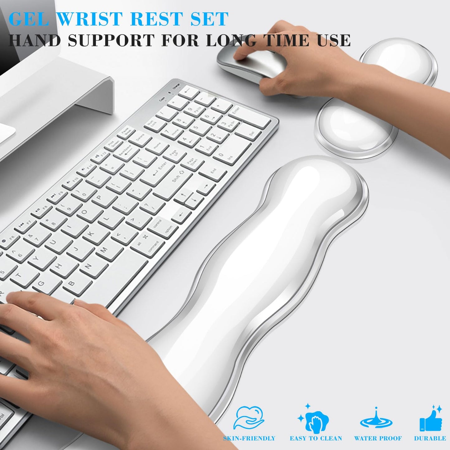 ABRONDA Gel Wrist Rest for Keyboard and Mouse, Wrist Rest for Keyboard, Mouse Wrist Support, Pain Relief, Cool Touch, Non-Skid, Mouse Wrist pad