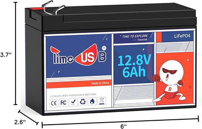 12V 6Ah LiFePO4 Lithium Battery, Deep 2000+ Rechargeable Cycle, Low Self-Discharge and Light Weight, Perfect for Kid Camper, Lights and Solar System Application