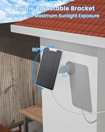 5W Arlo Solar Panel Charger Compatible with Arlo Essential Spotlight/XL Spotlight Camera, Arlo Essential Solar Panel Charger w/ 10ft Waterproof Micro USB Charging Cable, Adjustable Wall Mount, 1 Pack
