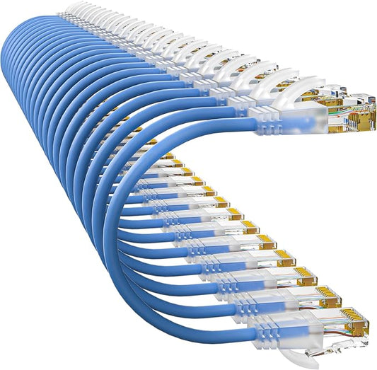 10Gsupxsel Cat6a Patch Cables 2ft (24 Pack) Slim, Cat6 Ethernet Patch Cable Pure Copper, Flexible Cat 6 Patch Cable 550MHZ 10G, Space-Saving Cat 6A Network Cables for Patch Panel, Blue