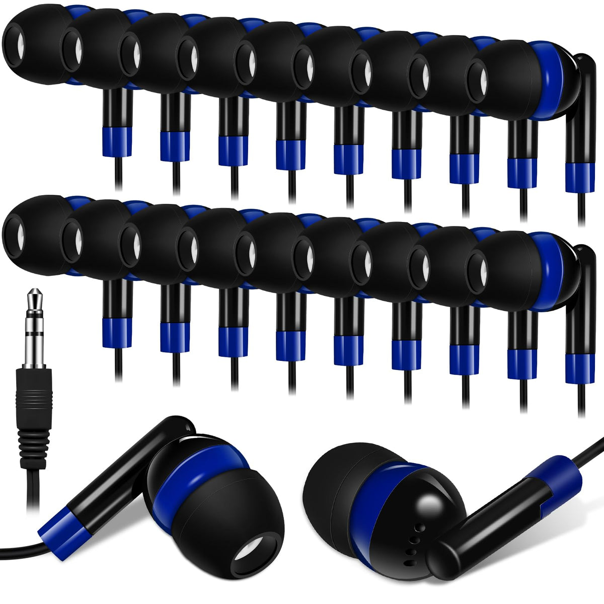 Kanayu 100 Pack Wired Earbuds Bulk for Classroom, No Mic 3.5mm, Yellow