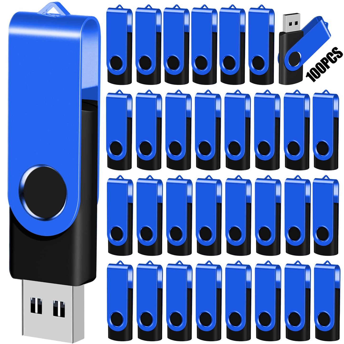 2GB 100-Pack USB Flash Drives Bulk EASTBULL USB 2.0 Thumb Drive,Blue