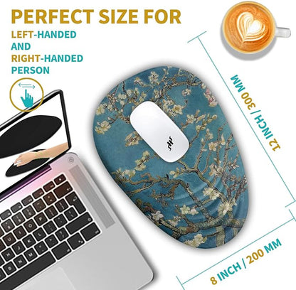 Hokafenle Ergonomic Mouse Pad Wrist Support with Stepped-Wedge Design, Wrist Rest Pain Relief Mousepad Filled with Memory Foam, Carpal Tunnel Mousepad for Wireless Mouse(12x8 inch, Apricot Blossom)