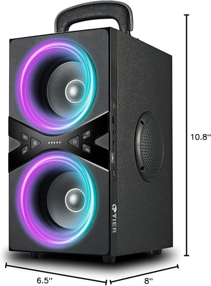 Bluetooth Speakers, Wireless TWS Portable Speaker with Lights,100dB Loud Subwoofer 80w(Peak) Stereo Sound, Bassup Technology, Long Playtime for Outdoor Party